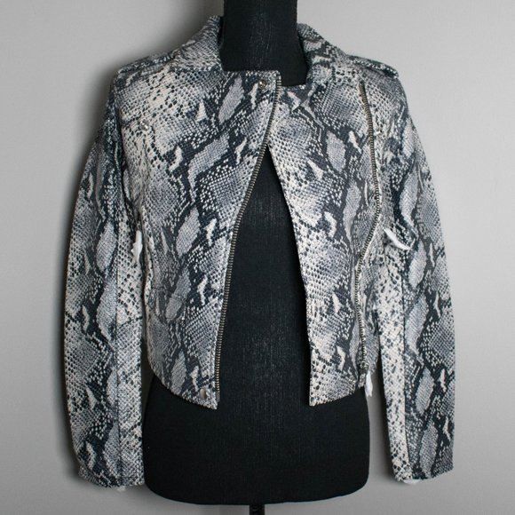 IRO Ashville Snake Embossed Leather Moto Jacket - Picture 3 of 9